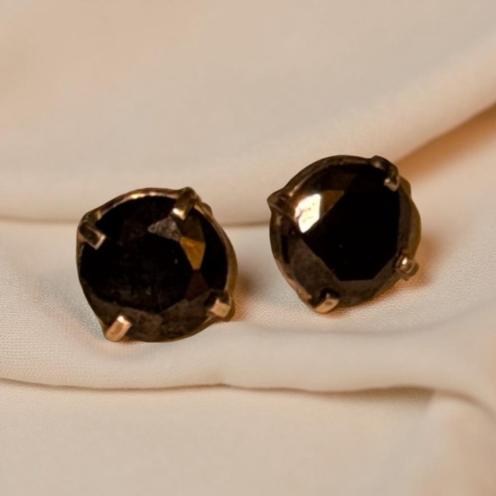 Black Onyx 925 Silver Studs – Vintage Late 20th Century - Picture 2 of 4